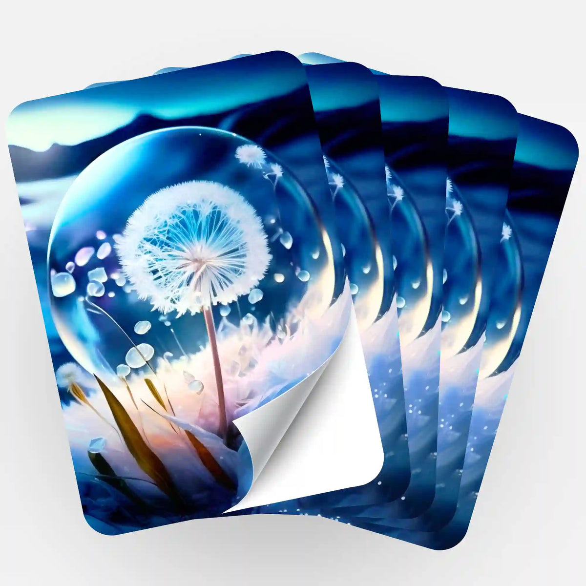 Picmondoo 5er-Set Aufkleber mit Pusteblume Eiskristall Motiv zur Organisation von Diamond Painting Sets