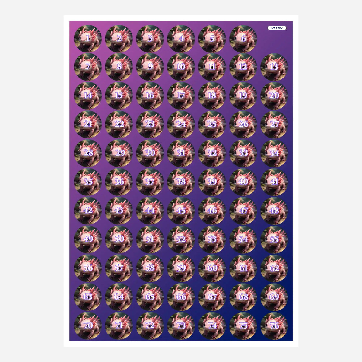 Döschenaufkleber mit Axolotl-Motiv für Diamond Painting zur übersichtlichen Sortierung deiner Steine.