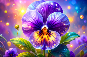 Diamond Painting Sternenveilchen: Violette Blüte mit magischem Glanz, Details für ein zauberhaftes Malen nach Zahlen Erlebnis.