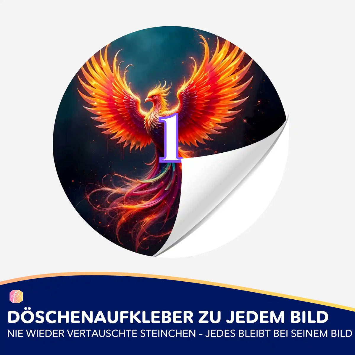 Bunter Phönix Döschenaufkleber für Diamond Painting Zubehör zur optimalen Organisation der Steinchen