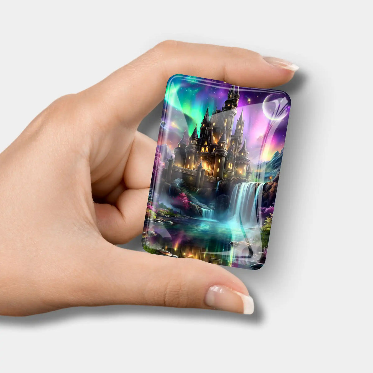 Magischer Cover Minder mit Schloss-Motiv für Diamond Painting, aus Glas mit starkem Magnet für DIY-Bastelsets