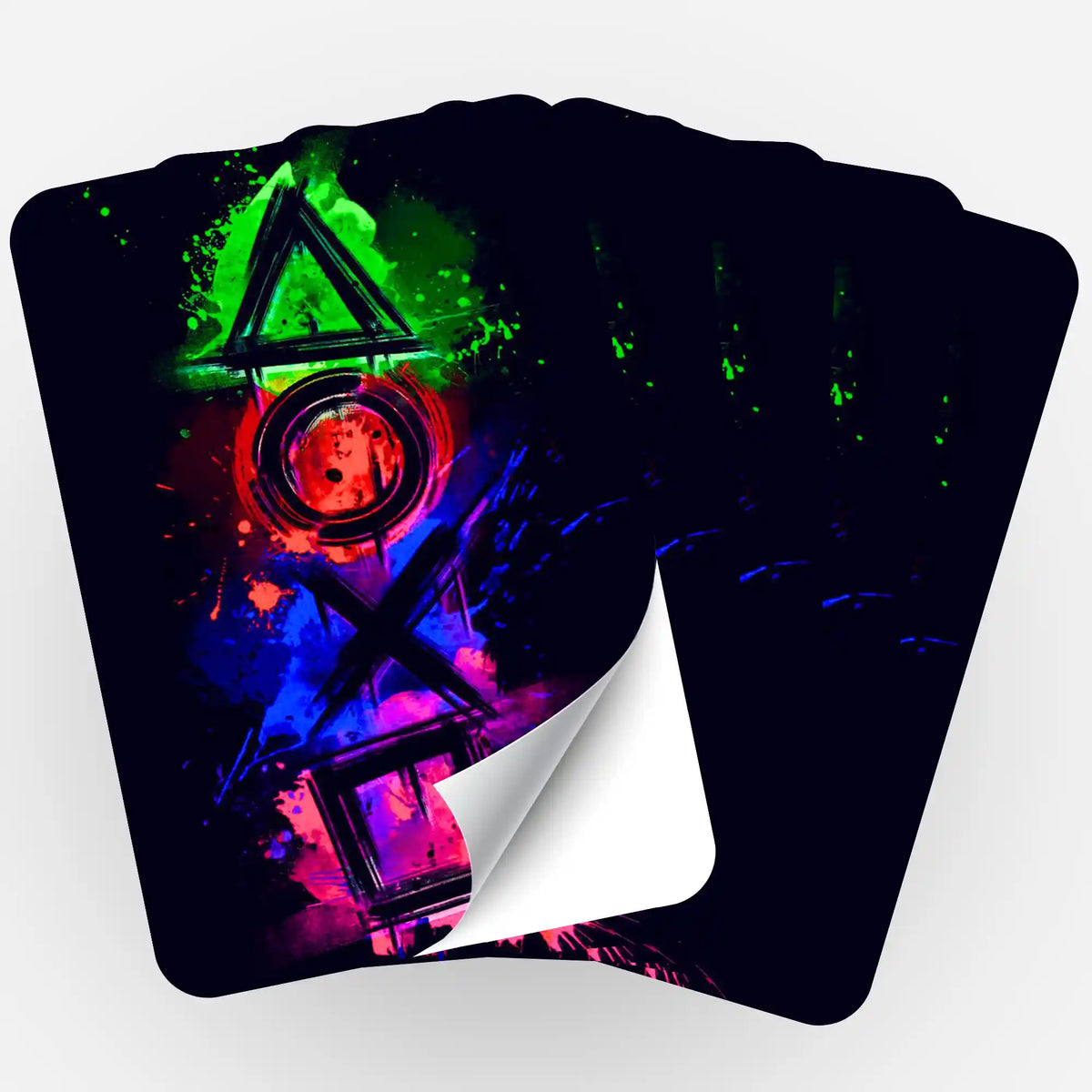 Fünfer-Set Gaming-Aufkleber mit neonfarbenen Controller-Symbolen zur Organisation von Diamond Painting Zubehör