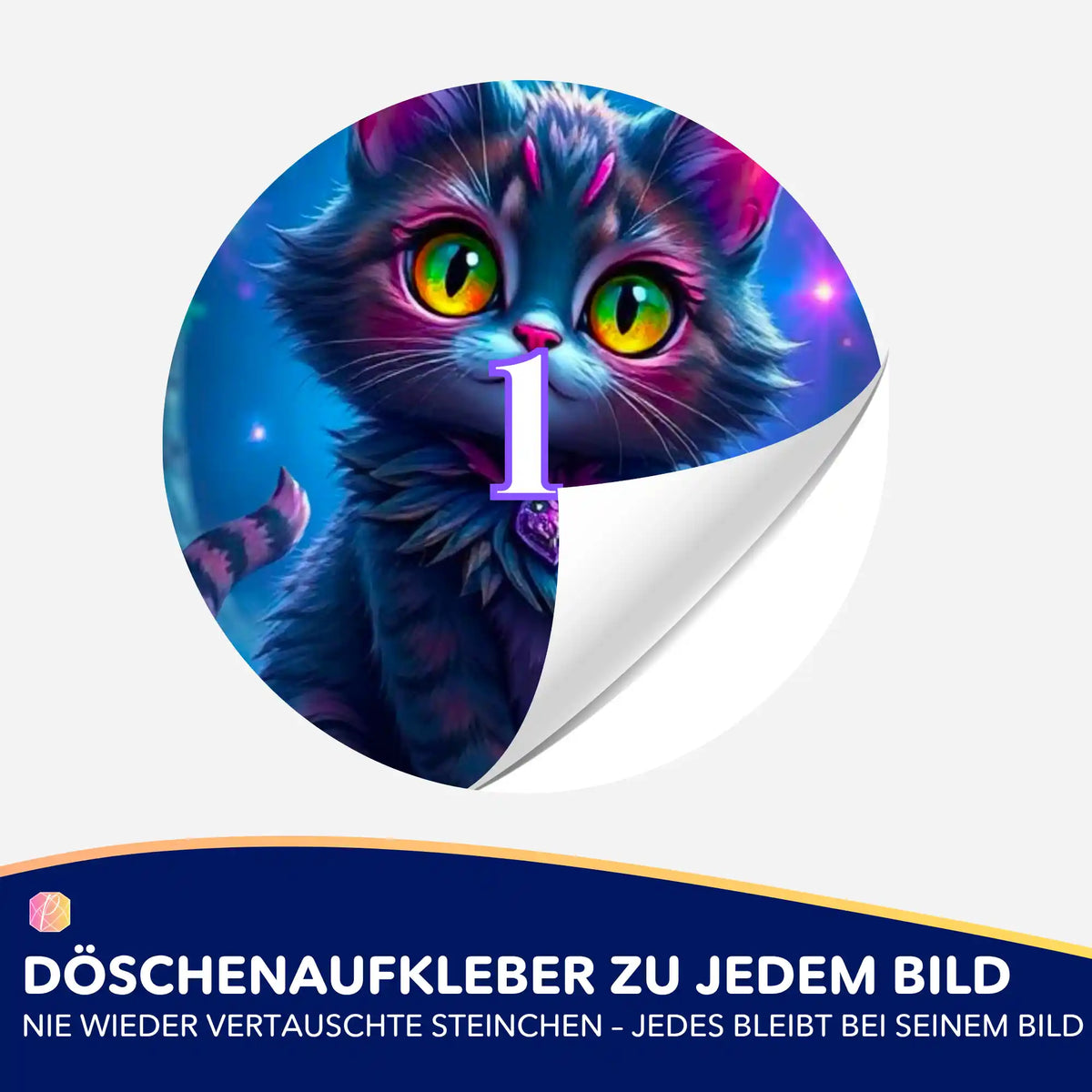 Bunter Night Cat Döschenaufkleber für Diamond Painting Zubehör zur Ordnung der Steinchen beim Basteln