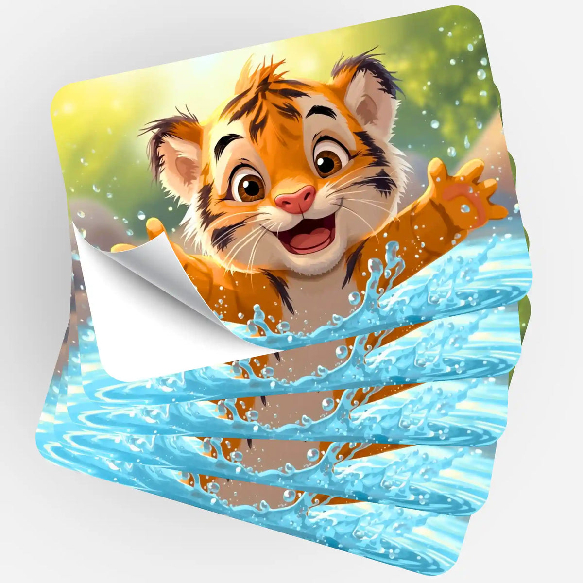 5er Aufkleber-Set mit süßem Tiger-Motiv für Diamond Painting Zubehör und Organisation