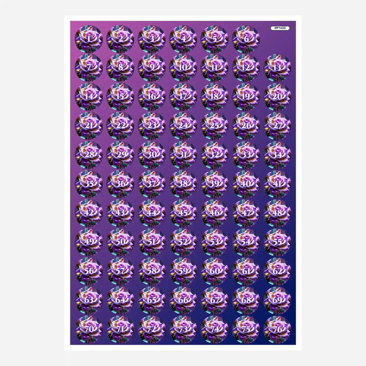 Döschenaufkleber Amethystrose Sticker-Set für Diamond Painting zur übersichtlichen Sortierung der Diamanten-Steinfarben.