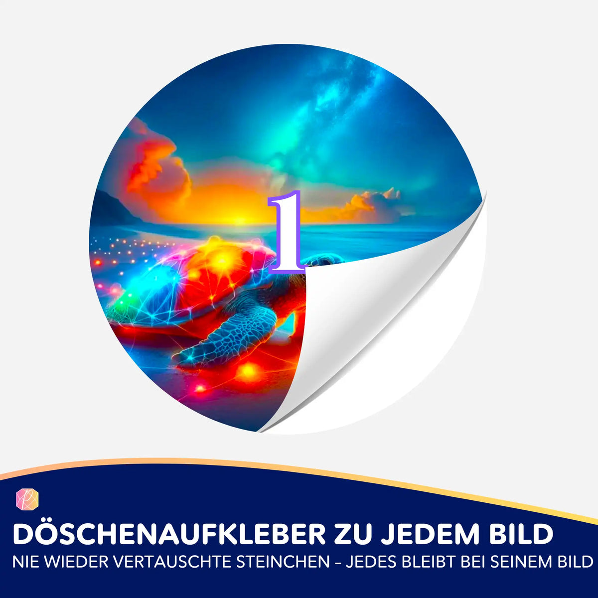 Bunter Schildkröten-Döschenaufkleber für Diamond Painting Zubehör zur geordneten Aufbewahrung der Diamanten.