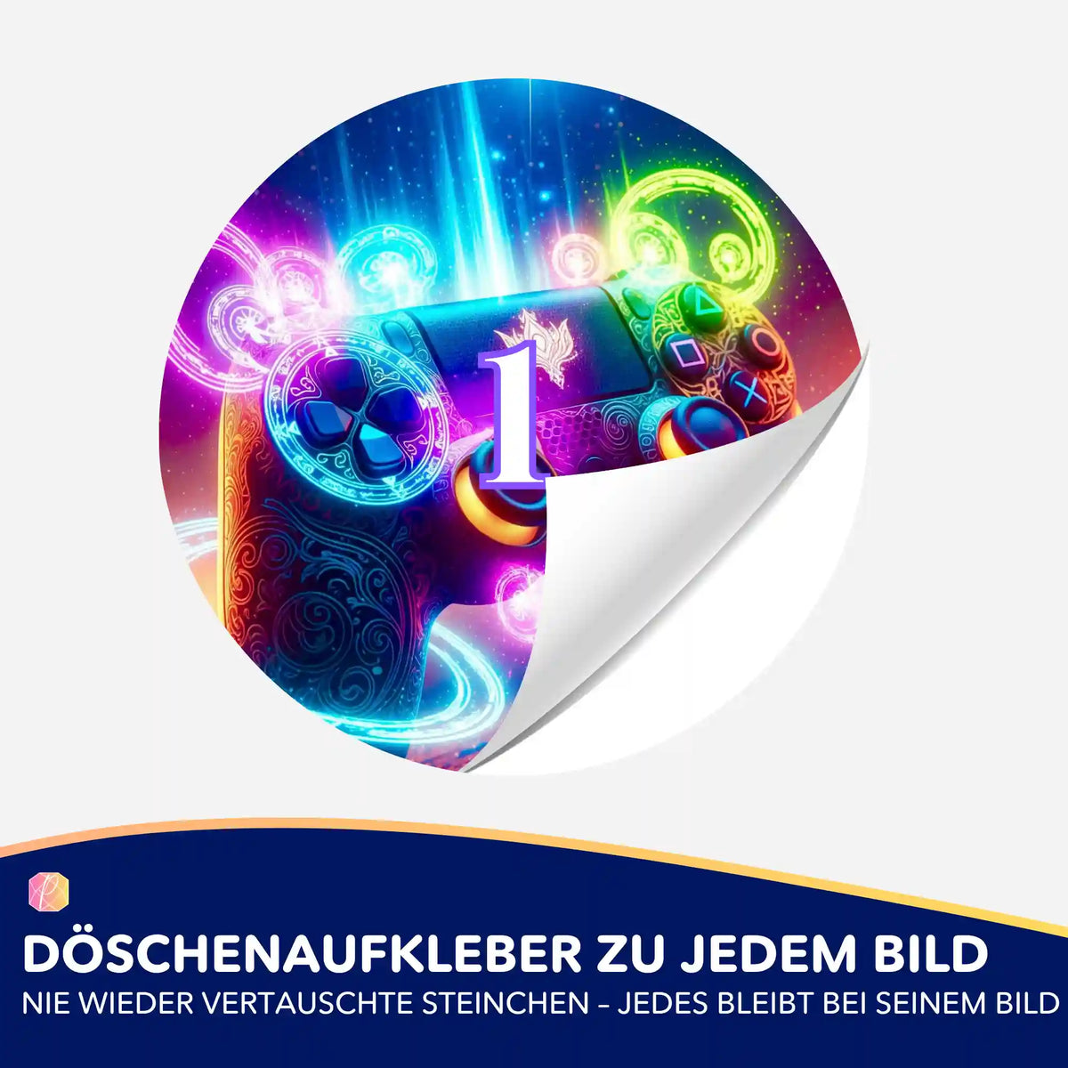 Bunter Gamer Universum Döschenaufkleber mit Nummer 1 für Diamond Painting Zubehör zur Ordnung der Diamanten