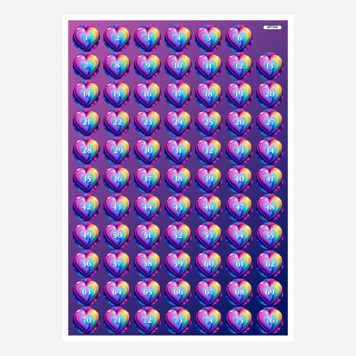 Bunte Diamond Painting Döschenaufkleber mit Herz-Motiv und Zahlen für die übersichtliche Steinsortierung