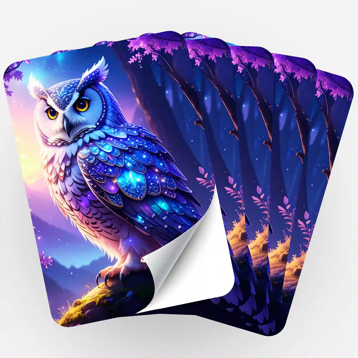 5er-Set Sticker Hüterin der Dämmerung mit Eule als Zubehör für Diamond Painting und Malen nach Zahlen Bastelsets