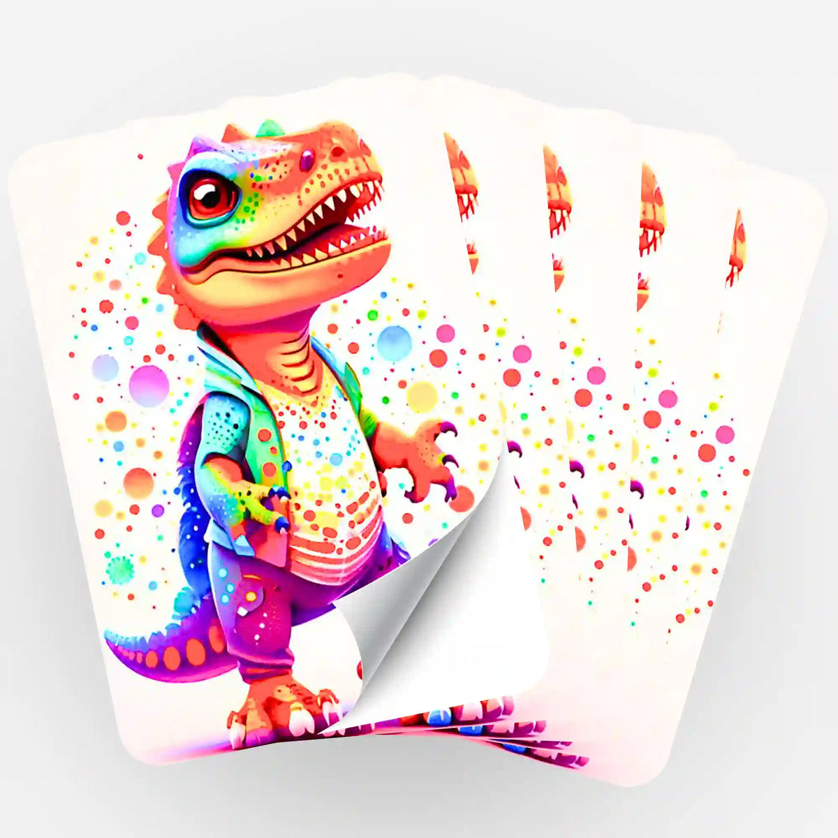 5er-Set kunterbunte Dinosaurier Sticker für Diamond Painting Zubehör und Malen nach Zahlen Organisation