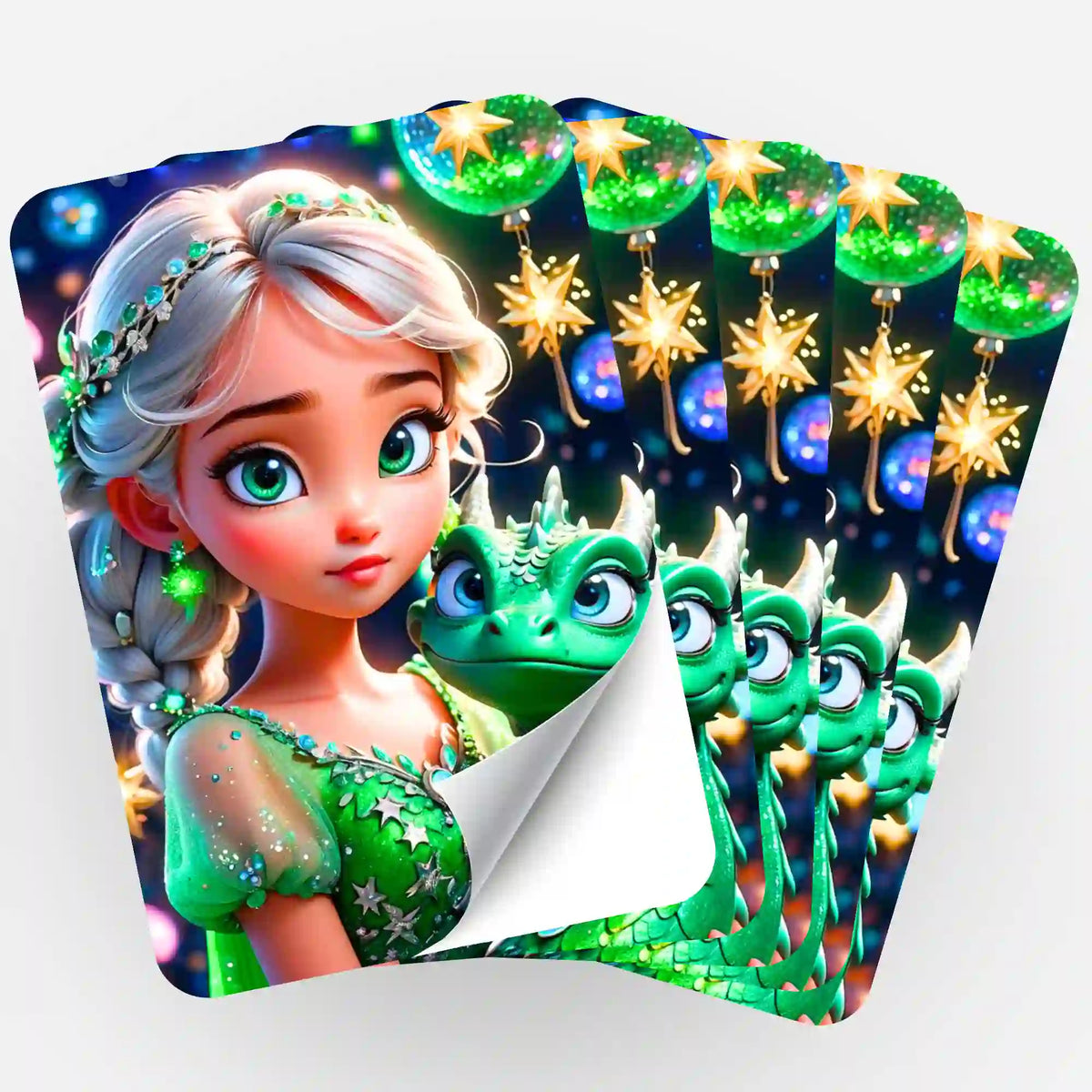 Picmondoo 5er-Set Sticker Dragon Girl zur Organisation für Diamond Painting und Bastelsets mit niedlichem Drachen-Motiv