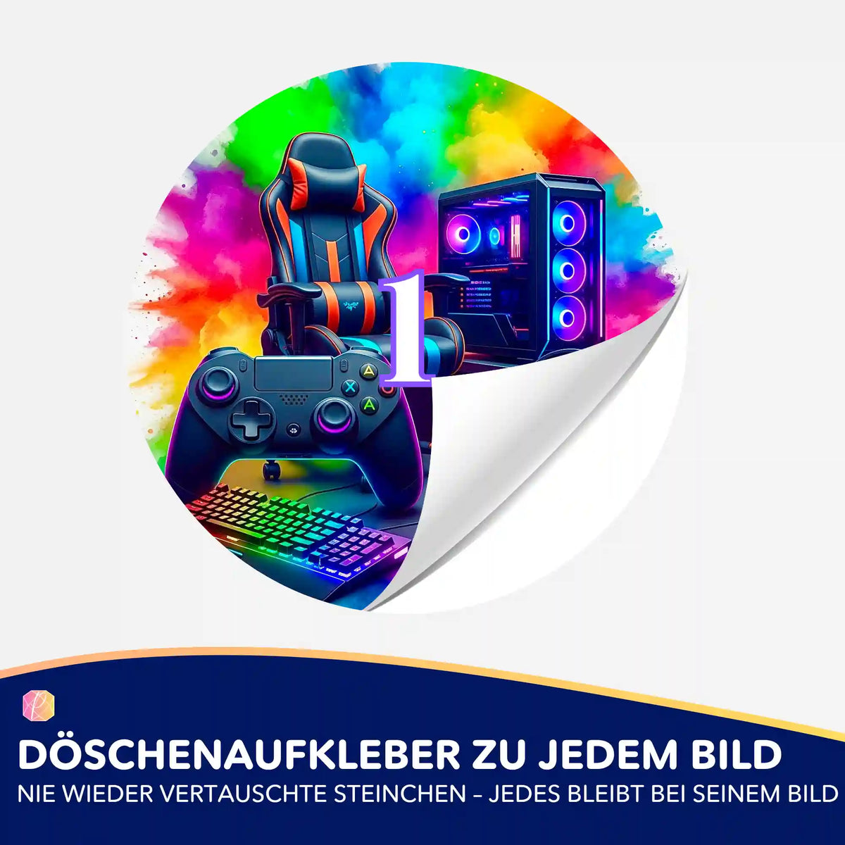 Bunter Gaming Zone Döschenaufkleber für Diamond Painting Zubehör zur geordneten Aufbewahrung von Steinchen