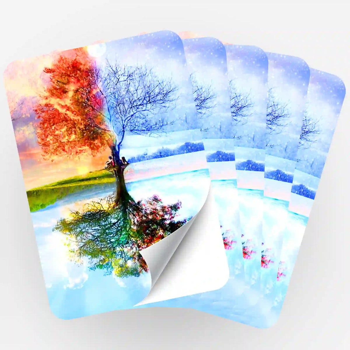 Fünfer-Set Aufkleber mit Motiv Baum der 4 Jahreszeiten für Diamond Painting und Bastelbedarf von Picmondoo