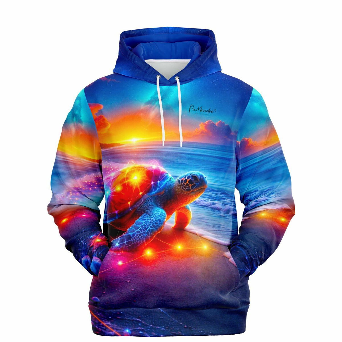Dreamer Hoodie mit funkelndem Schildkröten-Motiv im Stil von Diamond Painting und bunter Malen nach Zahlen Optik