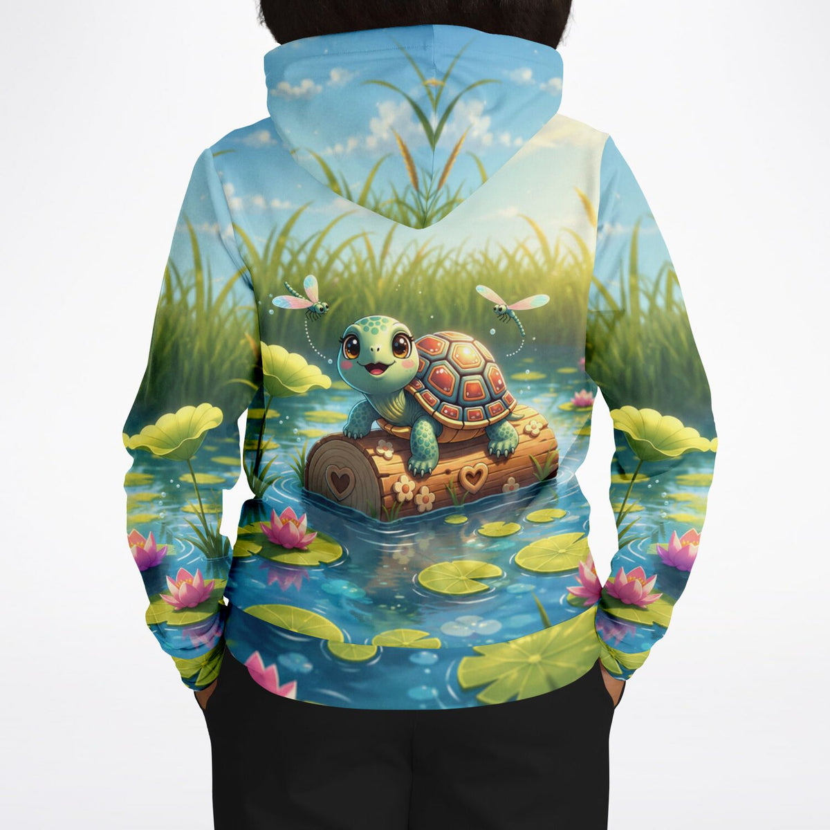 Hoodie mit süßem Schildkrötenmädchen Karla Design im Stil von Malen nach Zahlen und Diamond Painting Motiven