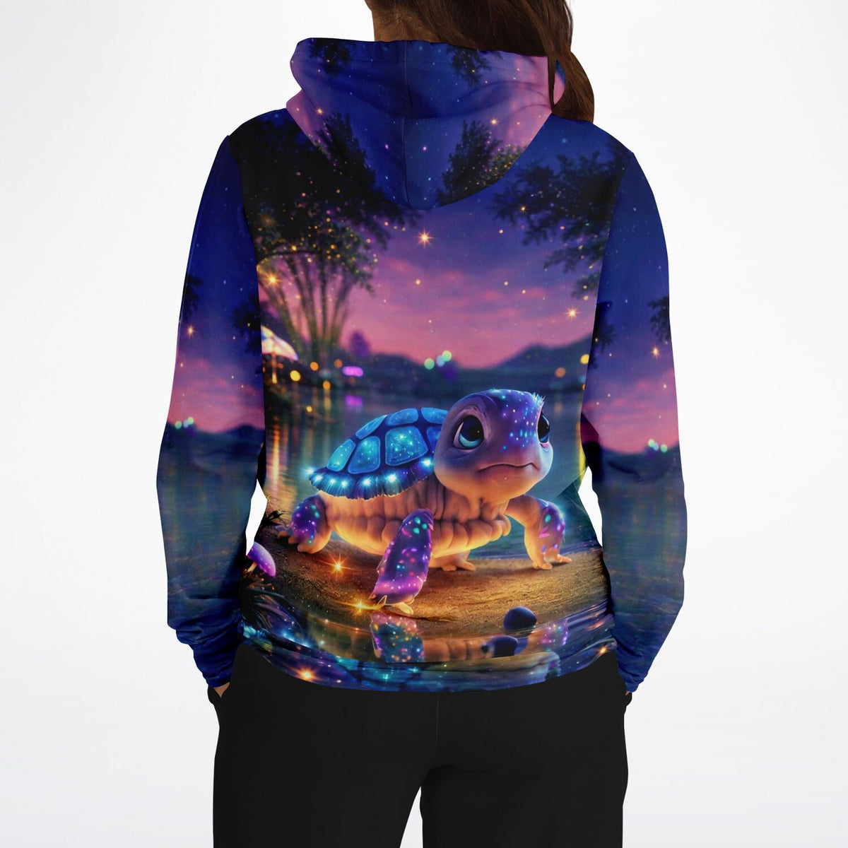Dreamer Hoodie mit leuchtendem Sparkling Turtle Motiv im Stil beliebter Diamond Painting Kunstwerke für Erwachsene
