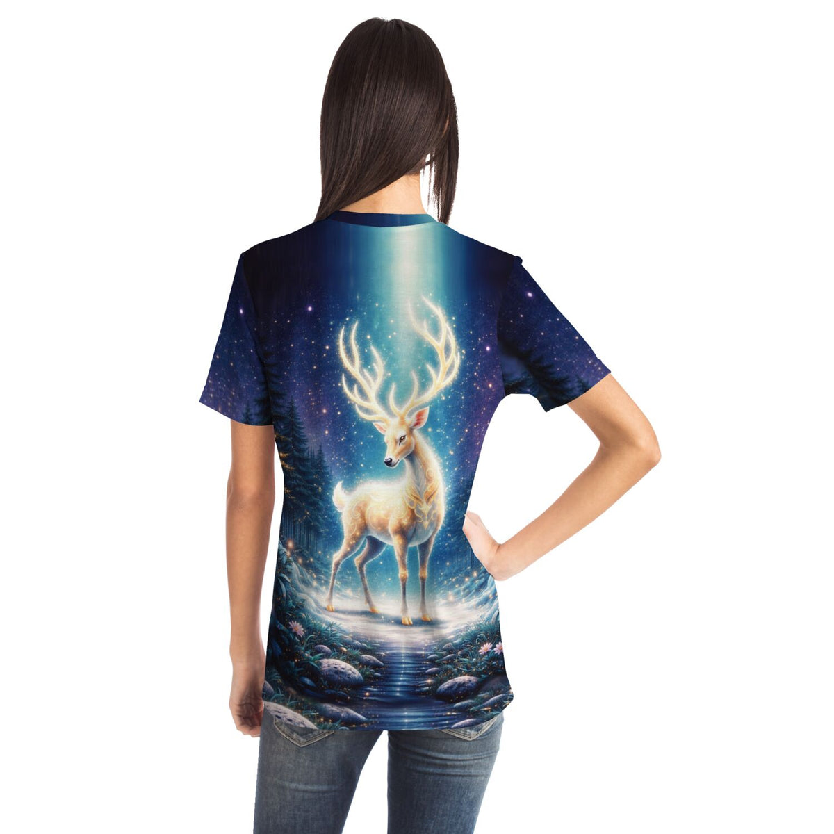 T-Shirt mit Hirsch-Motiv Herr der Wälder, ähnlich zauberhaft wie Diamond Painting und Malen nach Zahlen Designs
