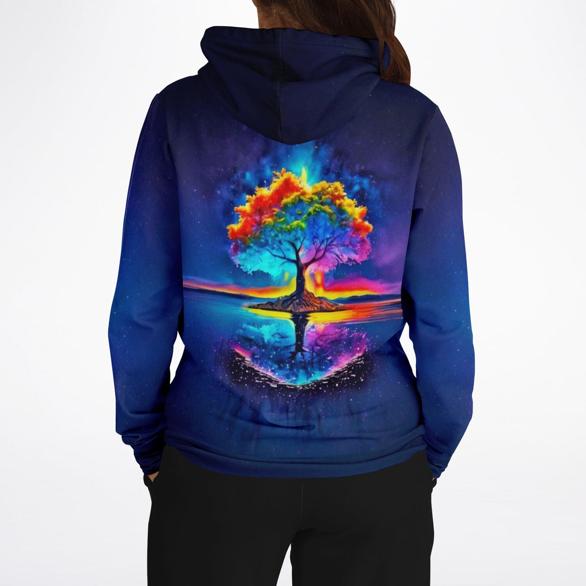 Dreamer Hoodie mit farbenfrohem Rainbow Tree Motiv, inspiriert von Diamond Painting Kunst und Malen nach Zahlen Designs
