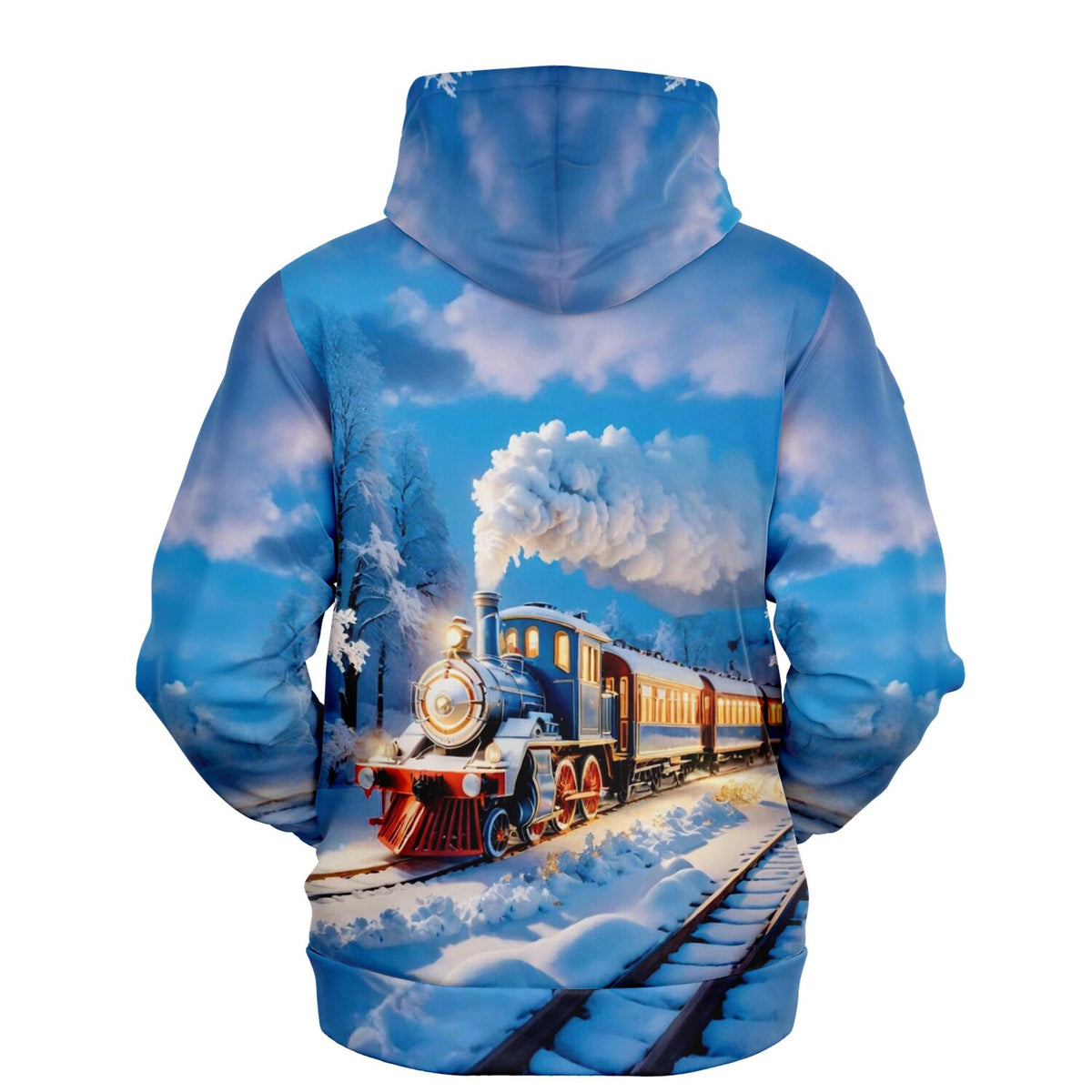 Dreamer Hoodie mit stimmungsvollem Night Train Motiv in winterlicher Landschaft für Fans von Diamond Painting