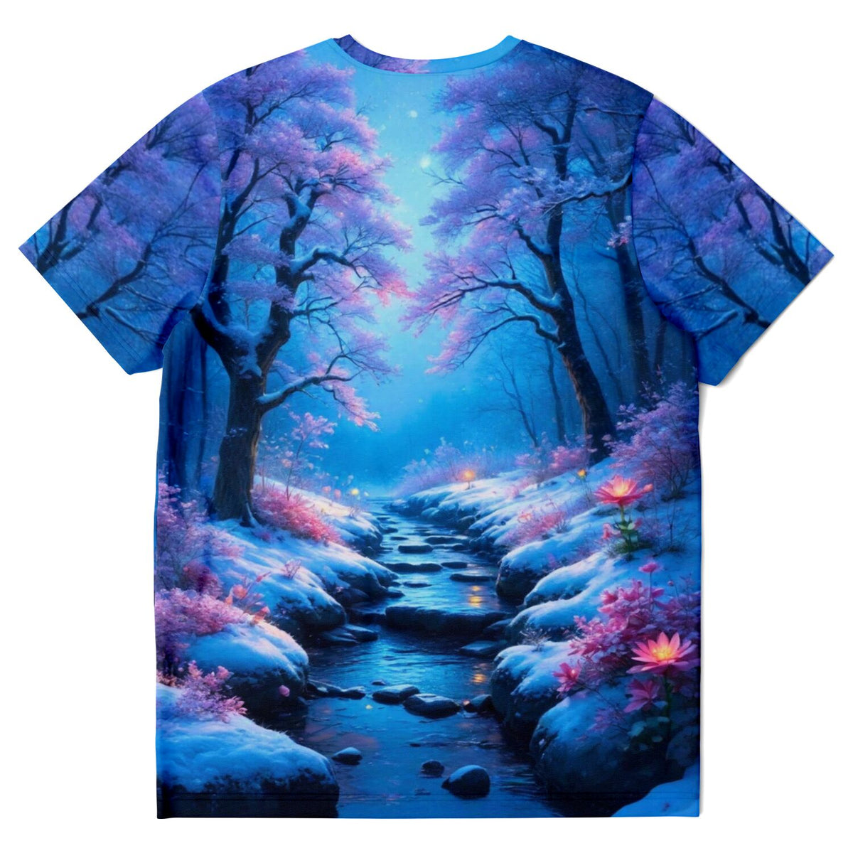T-Shirt Dreamer Fluss der Träume mit mystischem Wald-Motiv im Stil von Diamond Painting oder Malen nach Zahlen Kunst
