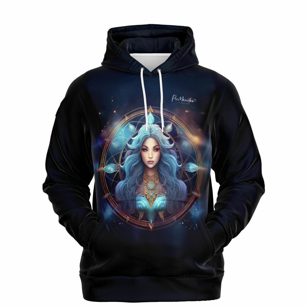 Schwarzer Dreamer Hoodie mit Jungfrau Sternzeichen Motiv im Stil unserer Diamond Painting und Malen nach Zahlen Designs