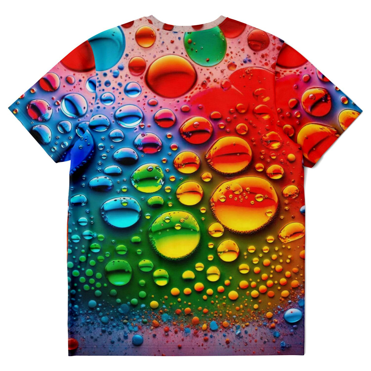 T-Shirt mit buntem Regentropfen-Design, passend zu leuchtenden Farben unserer Diamond Painting und Malen nach Zahlen Sets