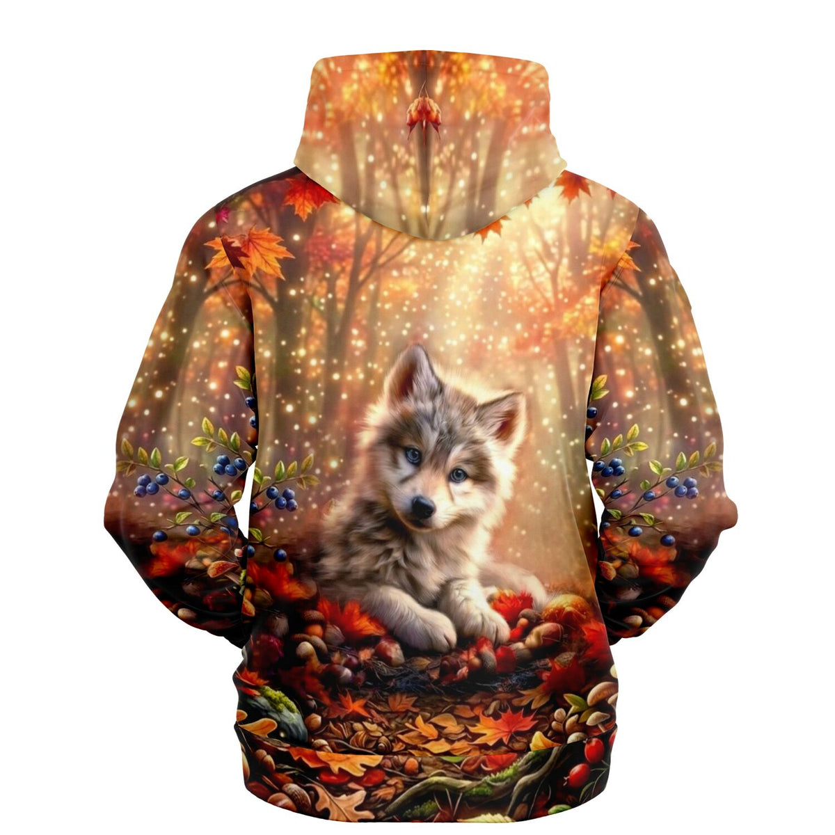Dreamer Hoodie Akiro mit Wolfskind-Motiv im herbstlichen Wald, ideal für Fans von Diamond Painting und Malen nach Zahlen