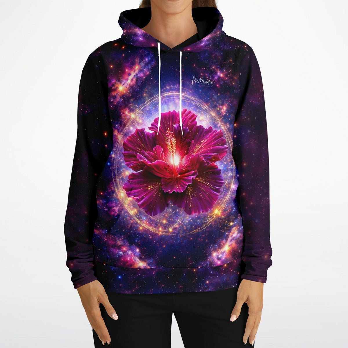Dreamer Hoodie von Picmondoo mit galaktischem Blumen-Motiv, perfekt für Fans von Diamond Painting und kreativen Designs.