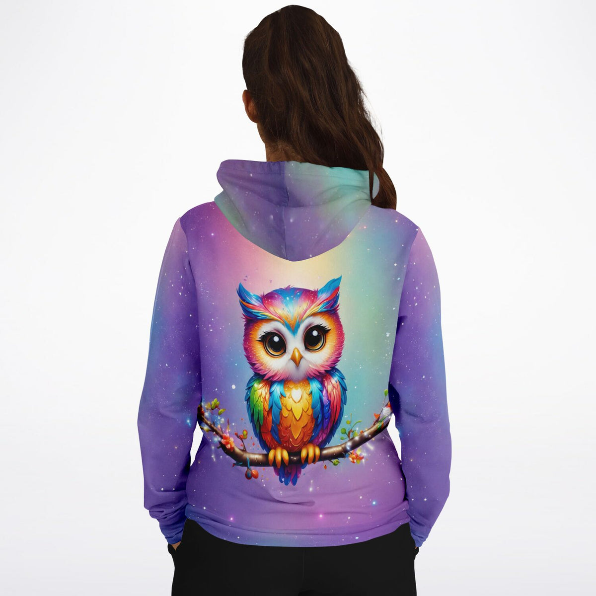 Bunter Hoodie mit Eule Fridolin im Eulen-Design, passend zu Diamond Painting und Malen nach Zahlen Motiven für Erwachsene