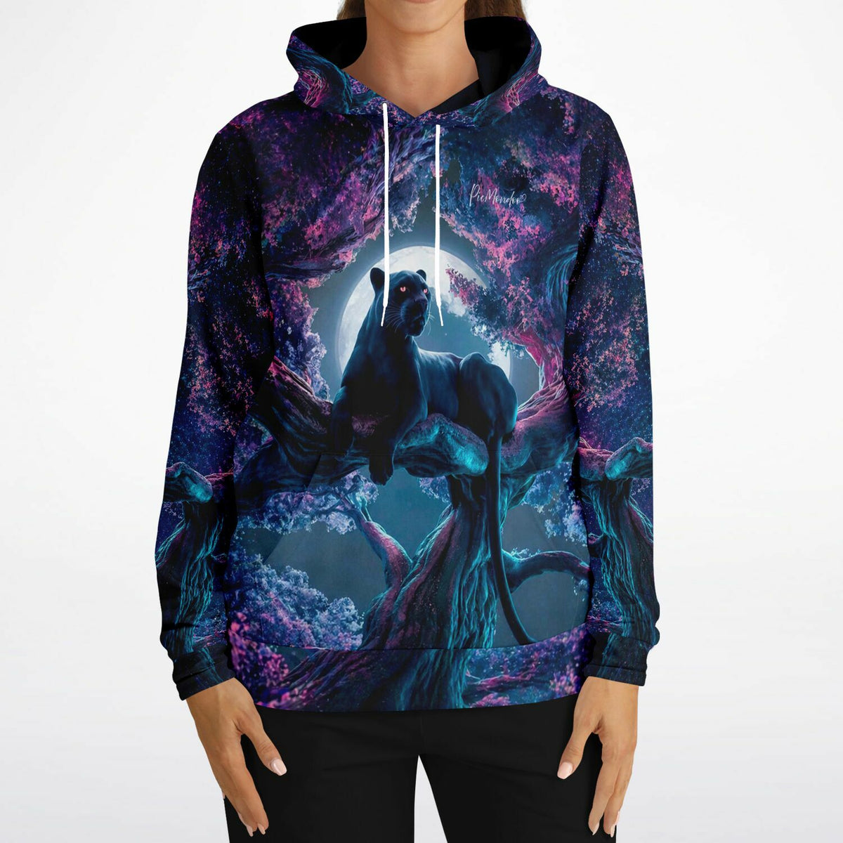 Dreamer Hoodie mit Black Panther und Kirschblütentraum-Motiv im Stil unserer beliebten Diamond Painting Kunstwerke