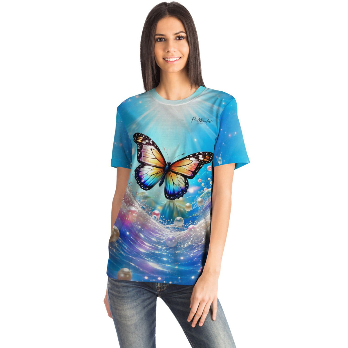 Dreamer T-Shirt mit buntem Schmetterling und magischem Perlen-Design für Liebhaber von Diamond Painting und DIY-Kunst.