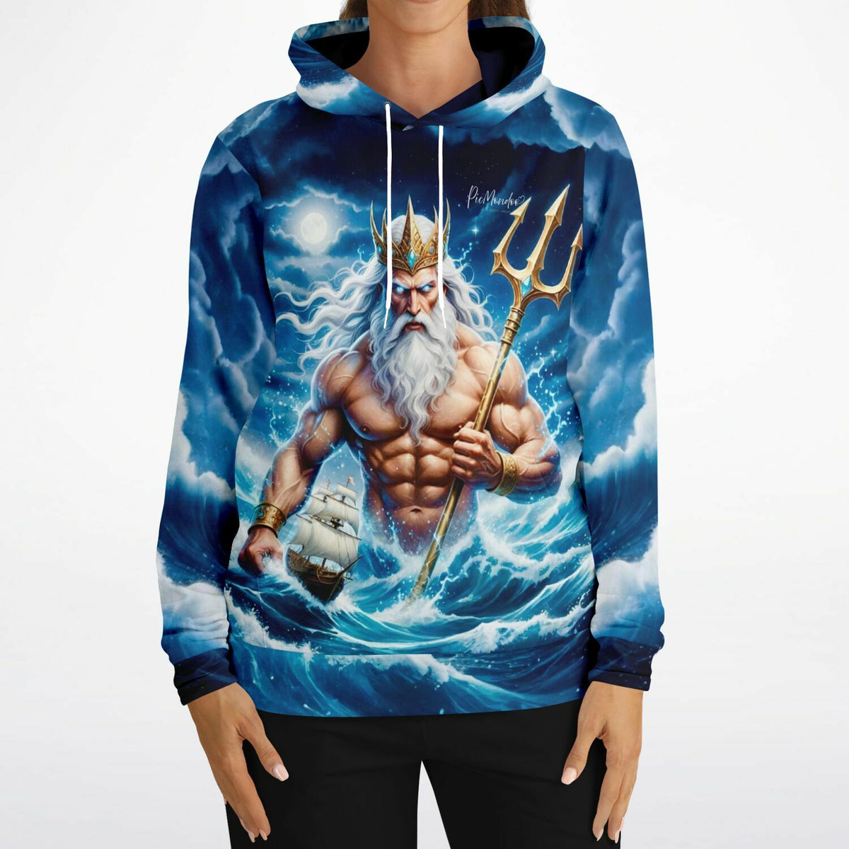 Dreamer Hoodie Poseidon mit Meeresgott Motiv, inspiriert von kunstvollen Diamond Painting und Malen nach Zahlen Designs.