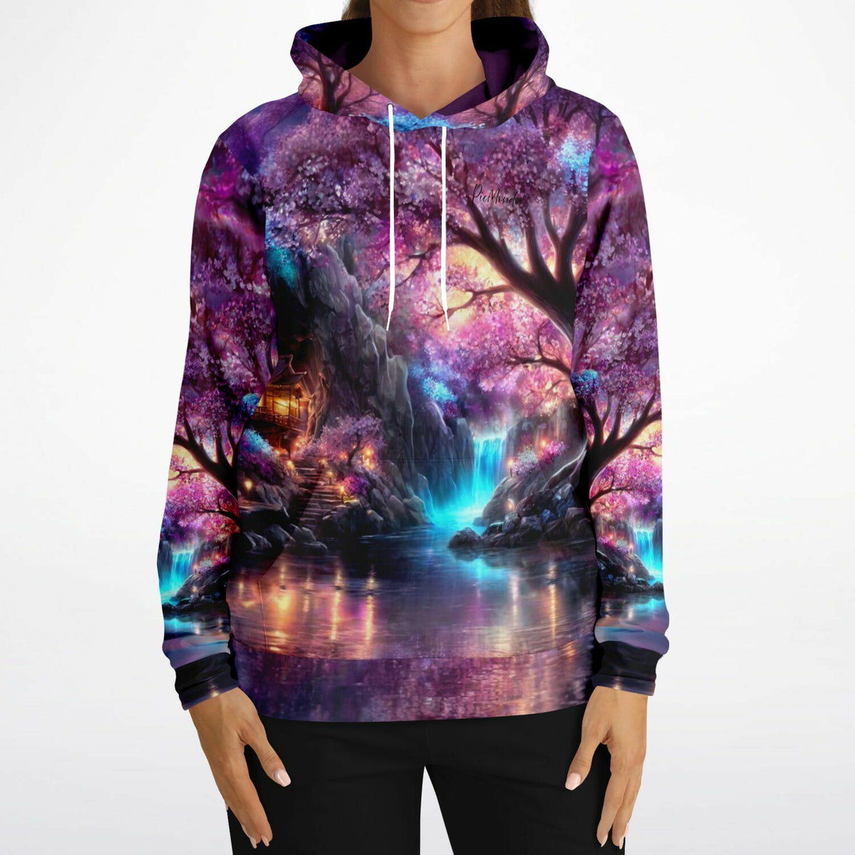 Dreamer Hoodie mit Sakura Motiv, das bekannte Picmondoo Diamond Painting Design mit leuchtendem Kirschblüten-Wald