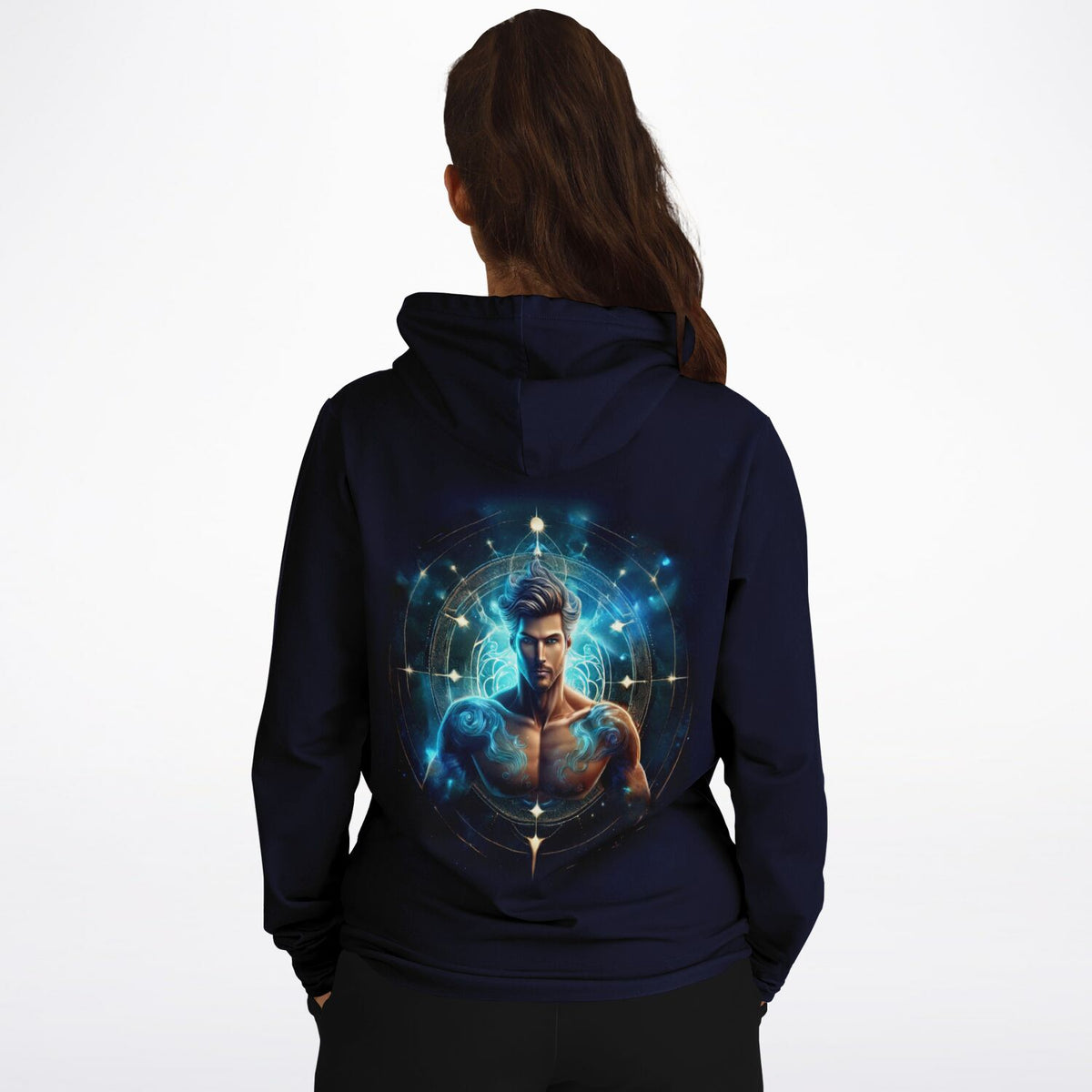Dunkelblauer Dreamer Hoodie mit Sternzeichen Wassermann Motiv im Stil unserer Diamond Painting und Malen nach Zahlen Designs
