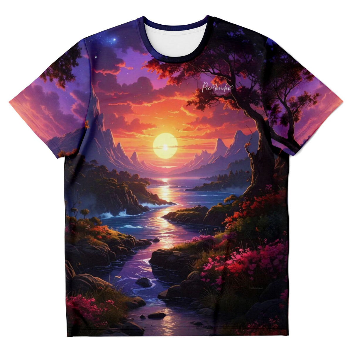 Dreamer T-Shirt Melodie des Lichts mit atmosphärischem Landschaftsmotiv im Stil von Diamond Painting Art