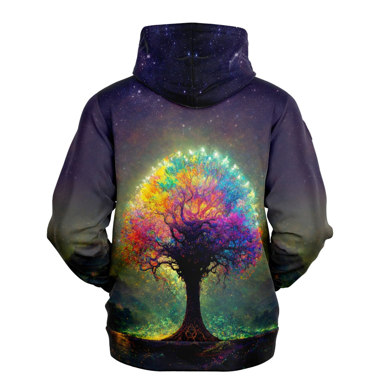 Dreamer Hoodie mit farbenfrohem Blitz-Baum Motiv im All-Over-Print Design für Fans von Diamond Painting und Kunst.
