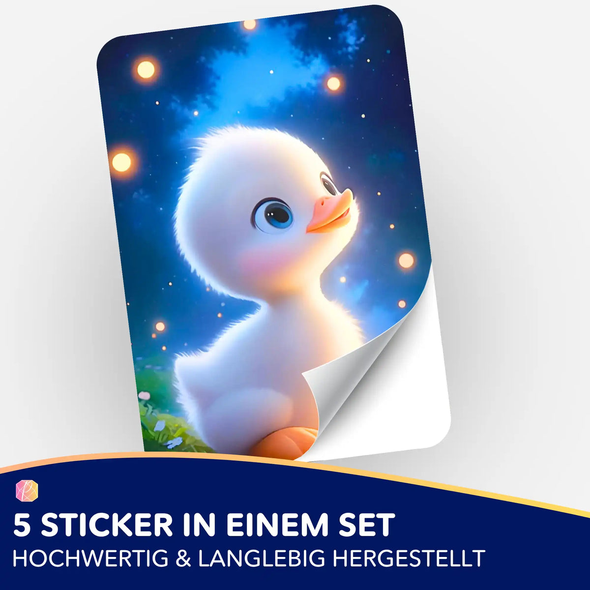 5er-Set Glitzer-Sticker mit süßem Entlein Motiv für Diamond Painting und Bastelbedarf zur Organisation