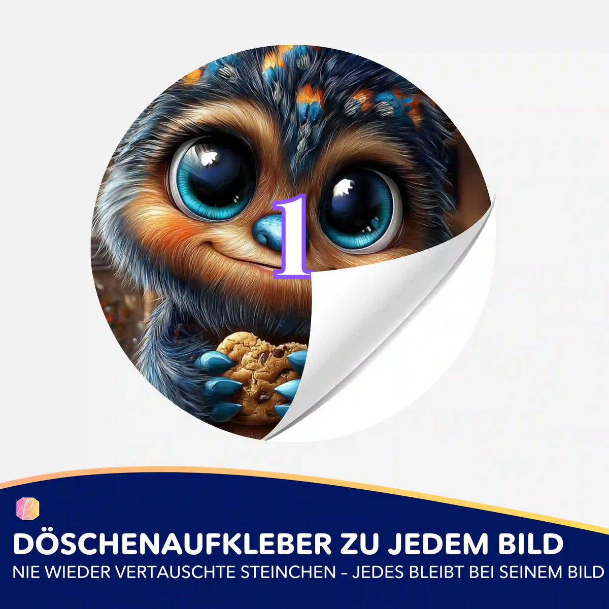 Bunter Döschenaufkleber mit niedlichem Monster-Motiv für die Diamond Painting Zubehör Sortierung
