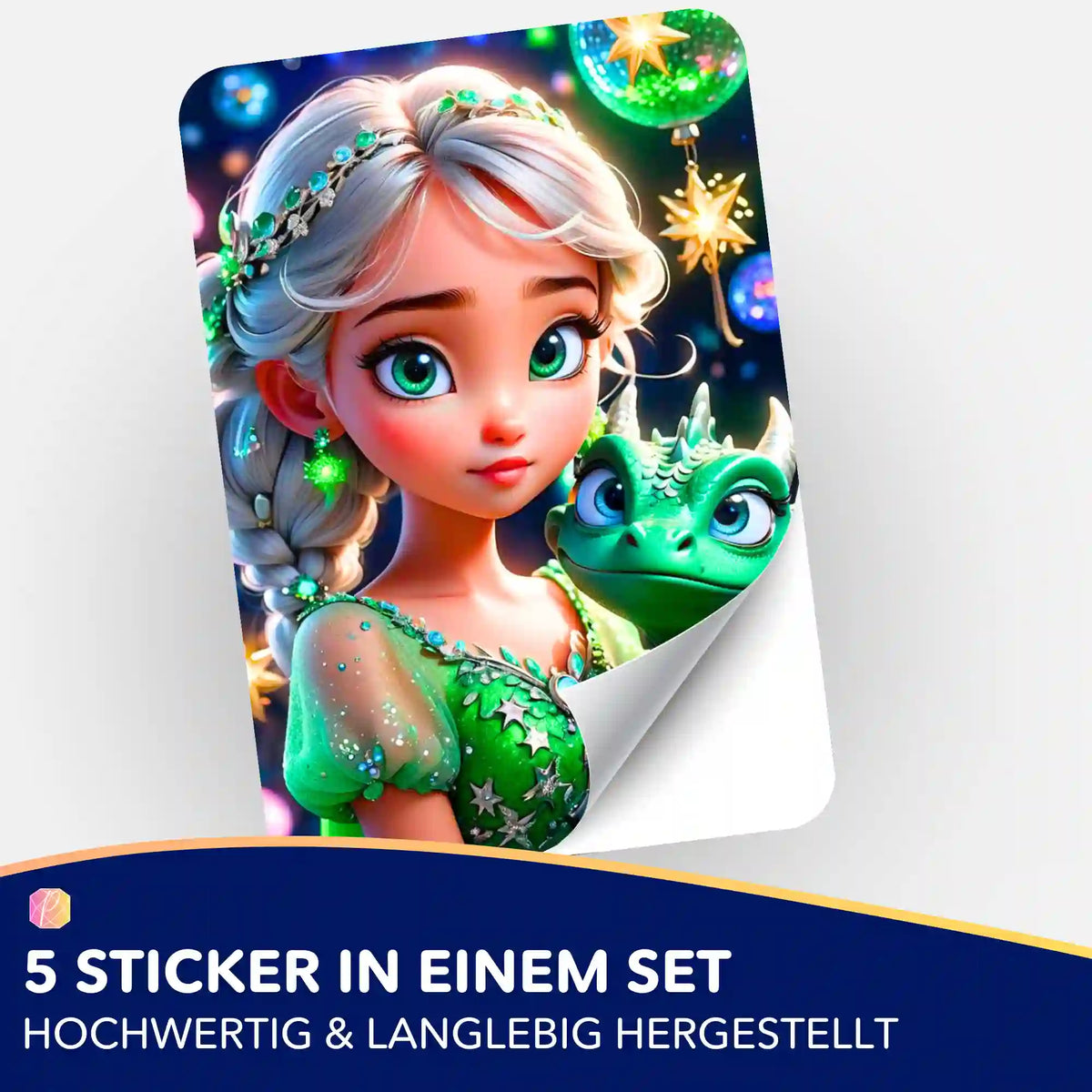 Dragon Girl Sticker 5er-Set für Diamond Painting und Malen nach Zahlen Zubehör mit niedlichem Drachen Motiv
