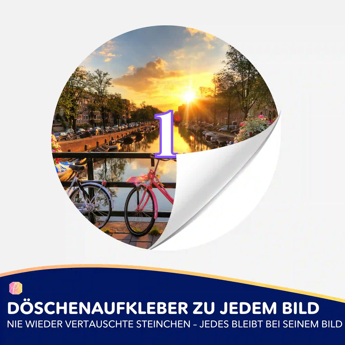Döschenaufkleber mit Amsterdam-Landschaft für Diamond Painting Zubehör zur Organisation deiner Diamanten Steinchen.