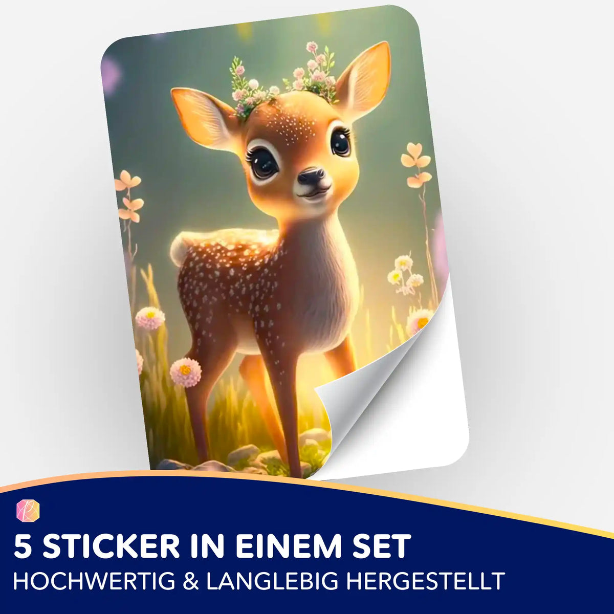 Picmondoo 5er Sticker-Set Kleines Rehkitz Anabell für Diamond Painting Organisation und Bastelbedarf