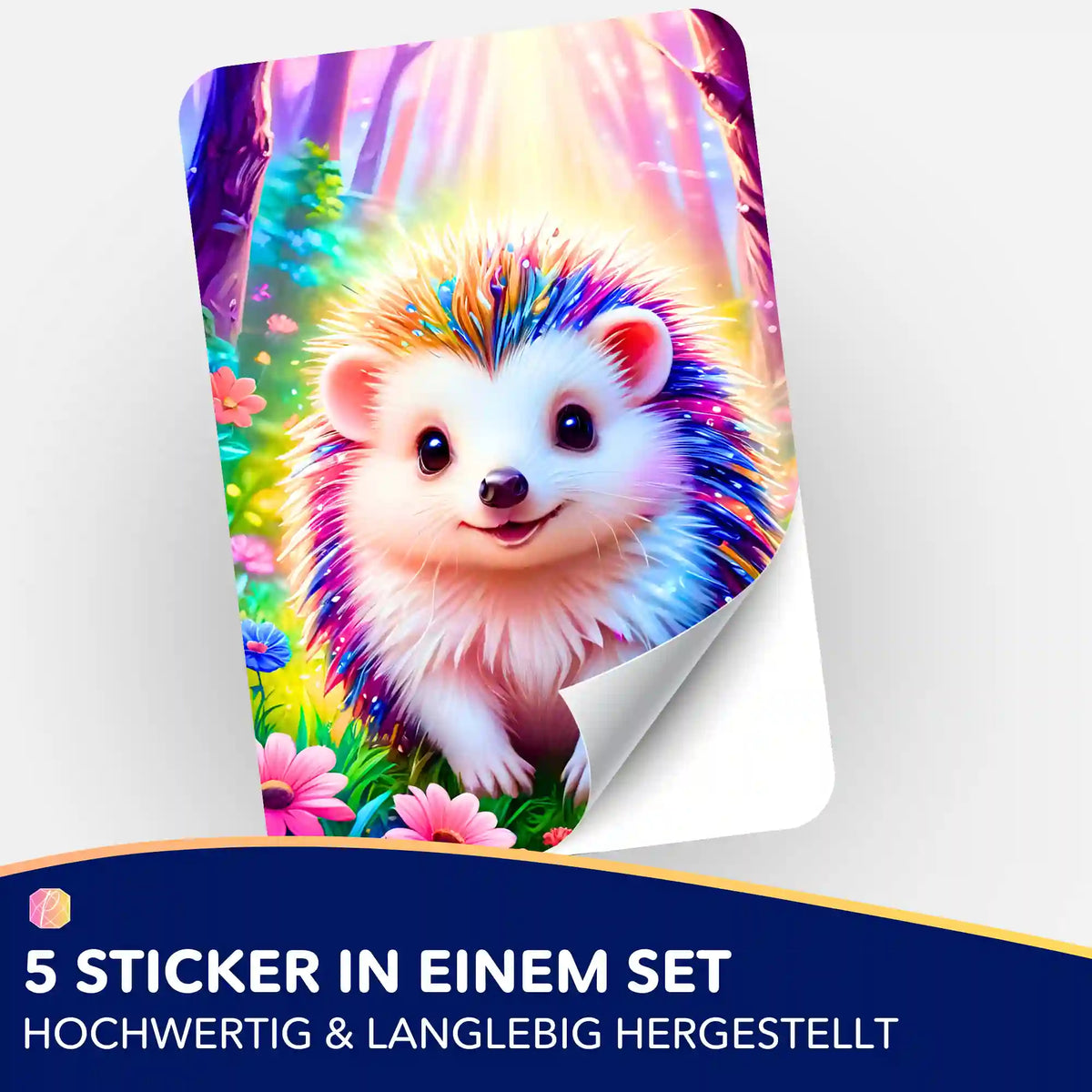 Igel Stups Sticker aus dem Picmondoo Diamond Painting Set mit farbenfrohem Wald-Motiv für DIY-Fans