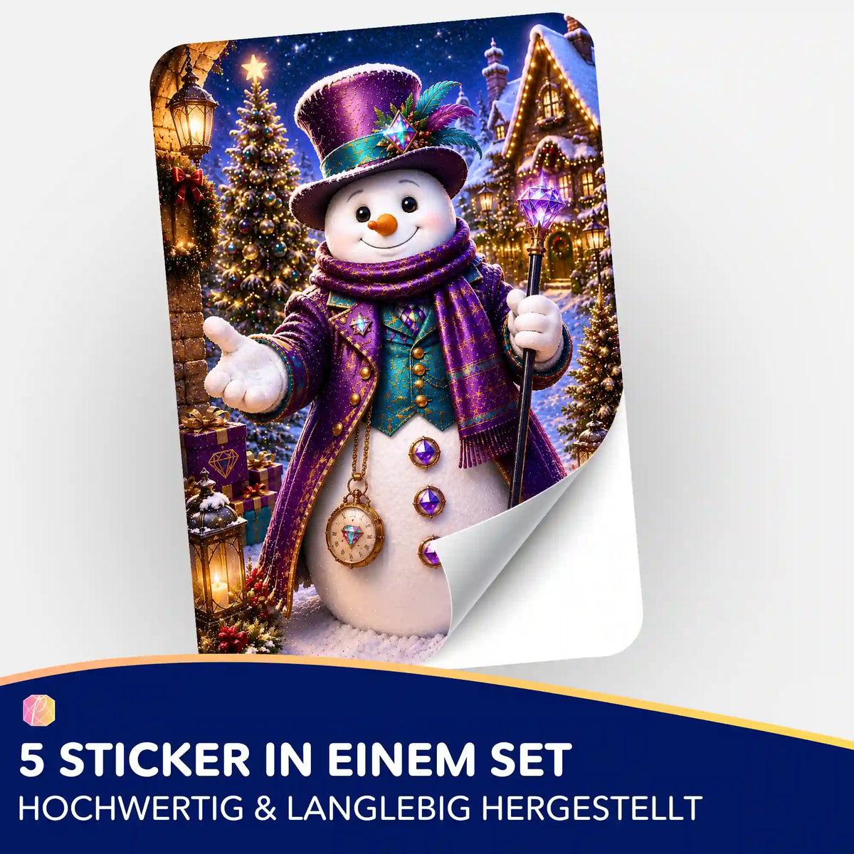 Picmondoo Sticker-Set Winterzauber mit festlichem Schneemann Motiv zur Organisation von Diamond Painting Projekten