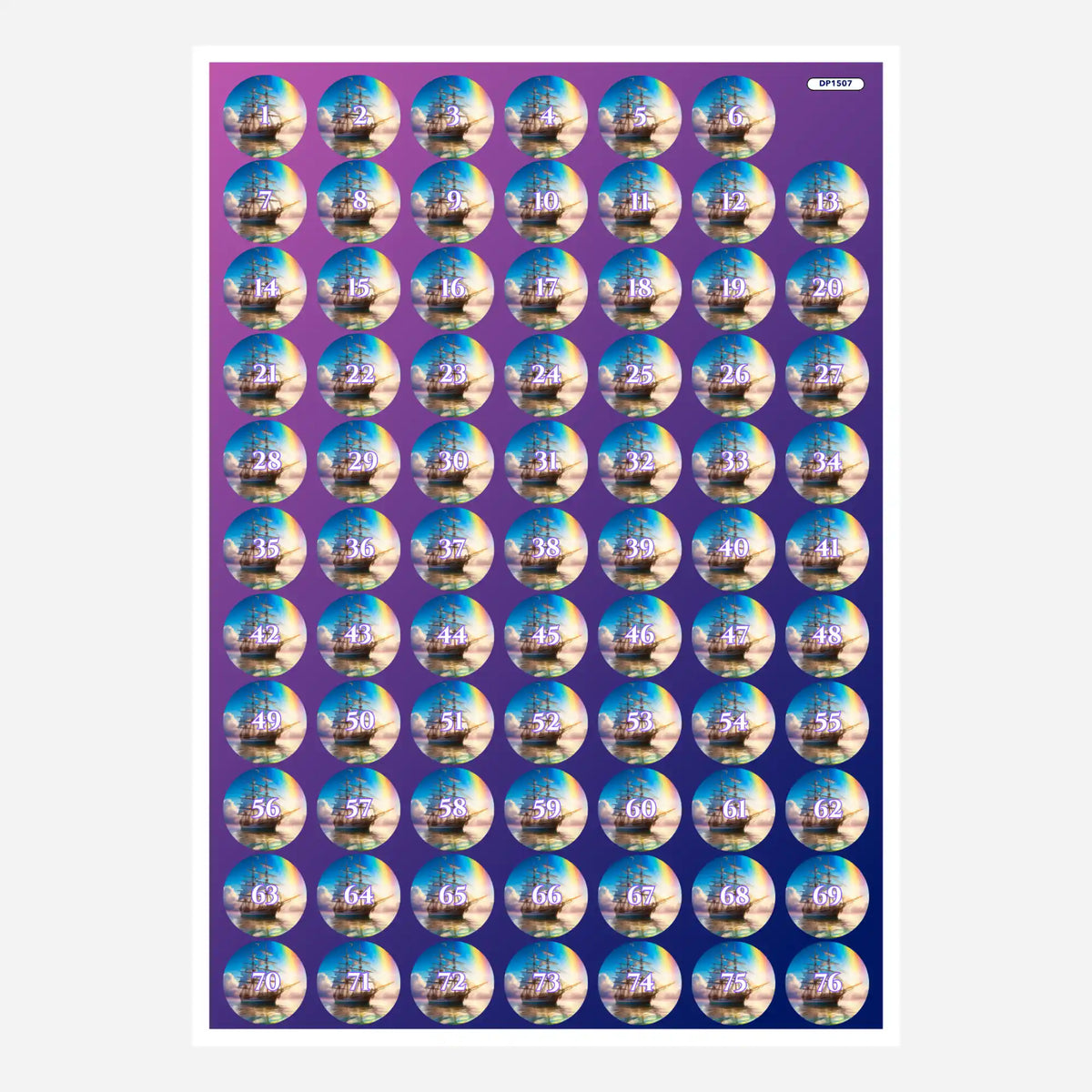 Döschenaufkleber-Set für Diamond Painting mit Schiffs-Motiv zum einfachen Sortieren der Diamanten.