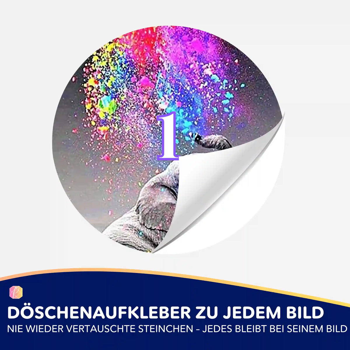 Bunter Elefanten Döschenaufkleber für Diamond Painting Zubehör zur organisierten Steinchen-Sortierung