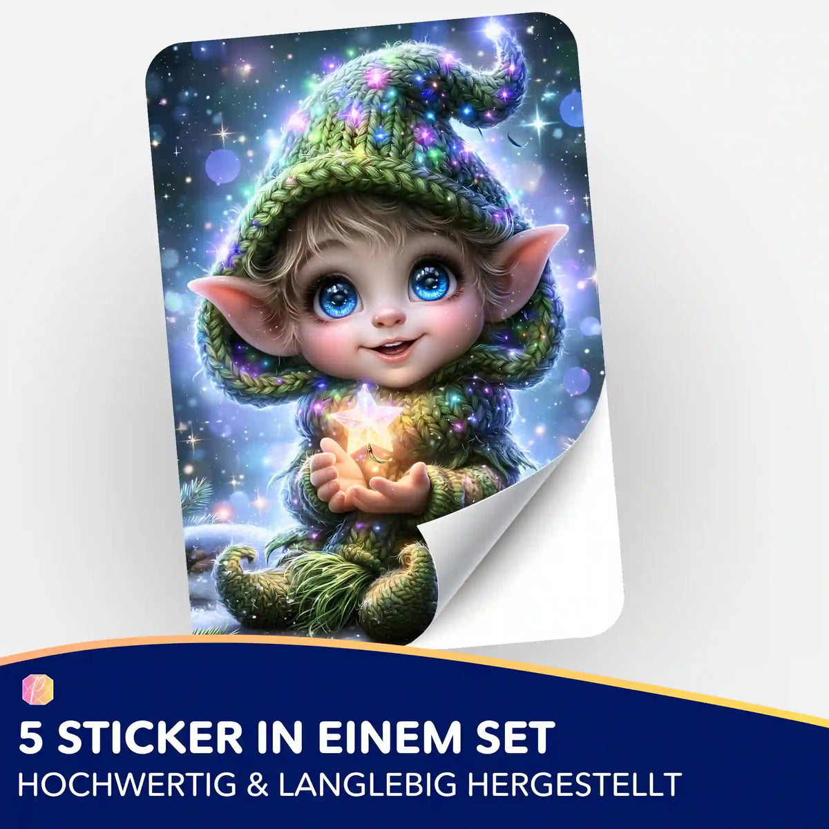 5er-Set Sticker für Diamond Painting mit süßem Elf-Motiv, glitzernde Sterne und magisches Design für Zubehör-Fans