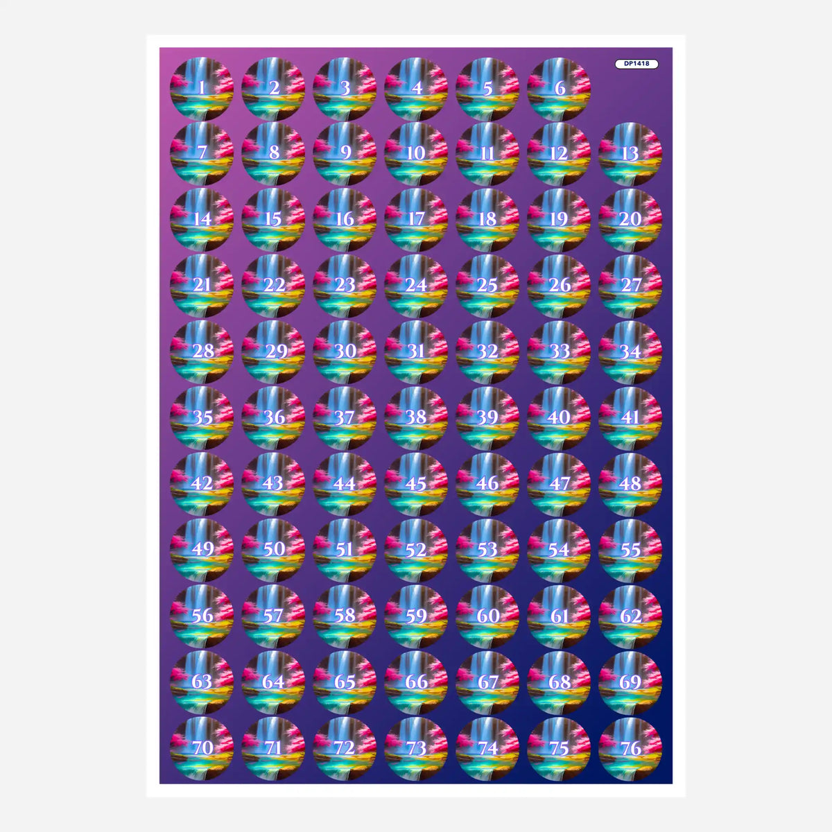 Döschenaufkleber-Set für Diamond Painting mit Motiv Kirschblüten am Wasserfall zur übersichtlichen Steinsortierung