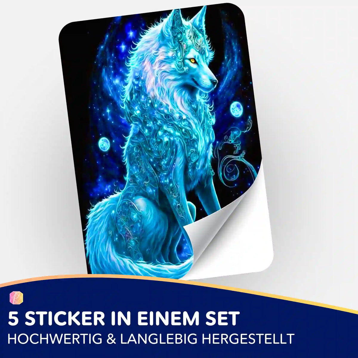5er-Set Aufkleber Verzauberter Wolf für dein Diamond Painting Zubehör und Bastelbedarf