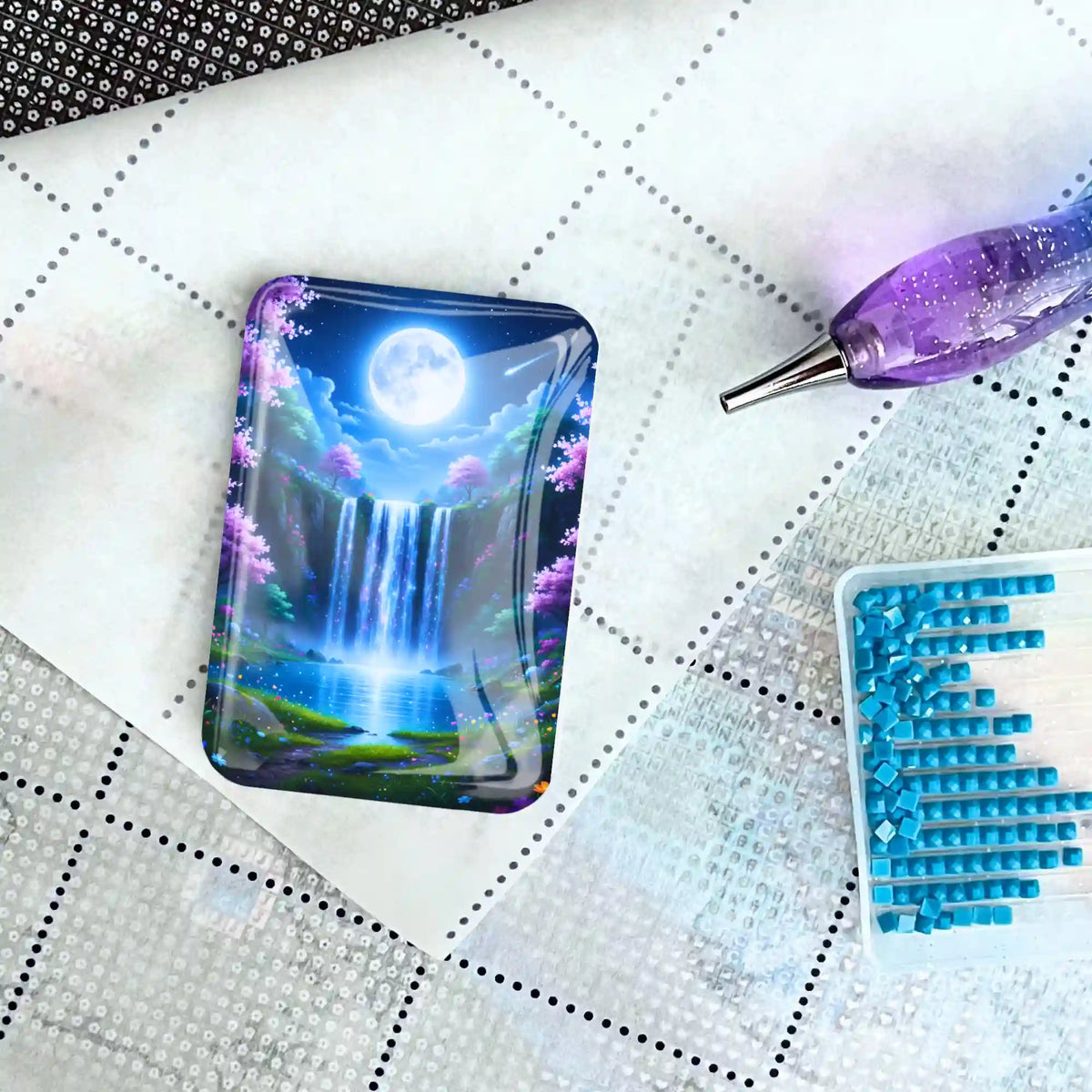 Magischer Cover Minder Tal der flüsternden Wasser für Diamond Painting Zubehör mit Wasserfall Motiv