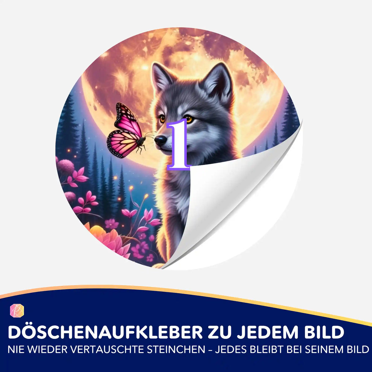 Runder Döschenaufkleber mit Tiermotiv für Diamond Painting Zubehör zur Organisation beim Diamanten Painting